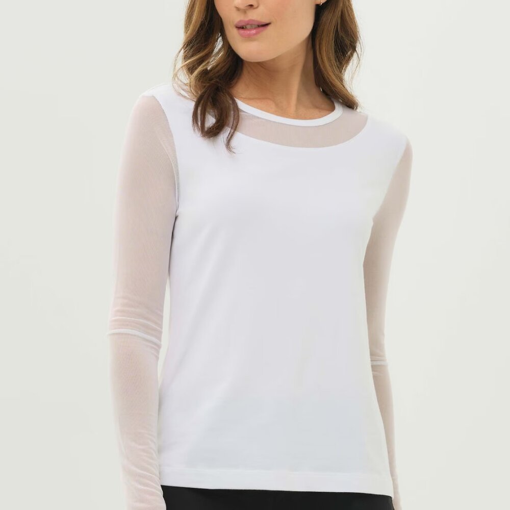 Kim Mesh-Sleeve Top in Pima Modal